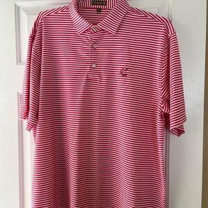 Peter Millar Red and White Polo Shirt Lightweight Striped Design